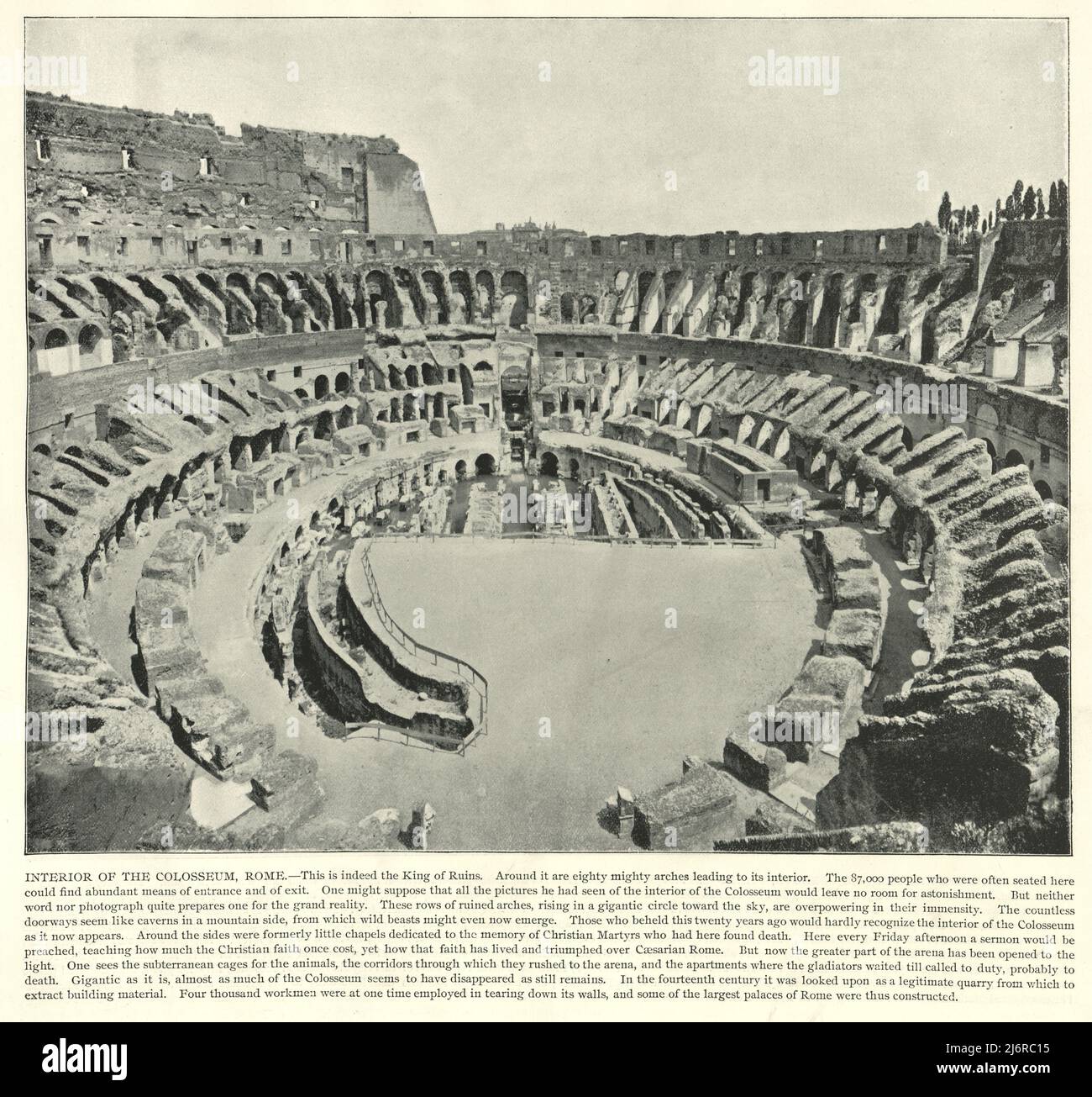 Photographie d'Antquie de l'intérieur du Colisée, Rome. Italie, 19th siècle Banque D'Images