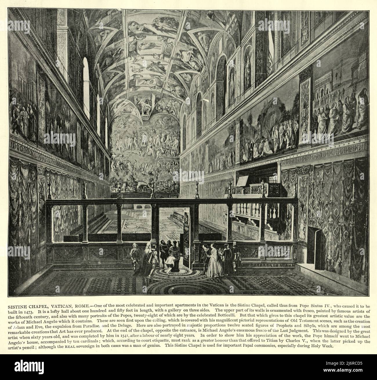 Photographie ancienne de la chapelle Sixtine, Vatican Rome, 19th siècle Banque D'Images