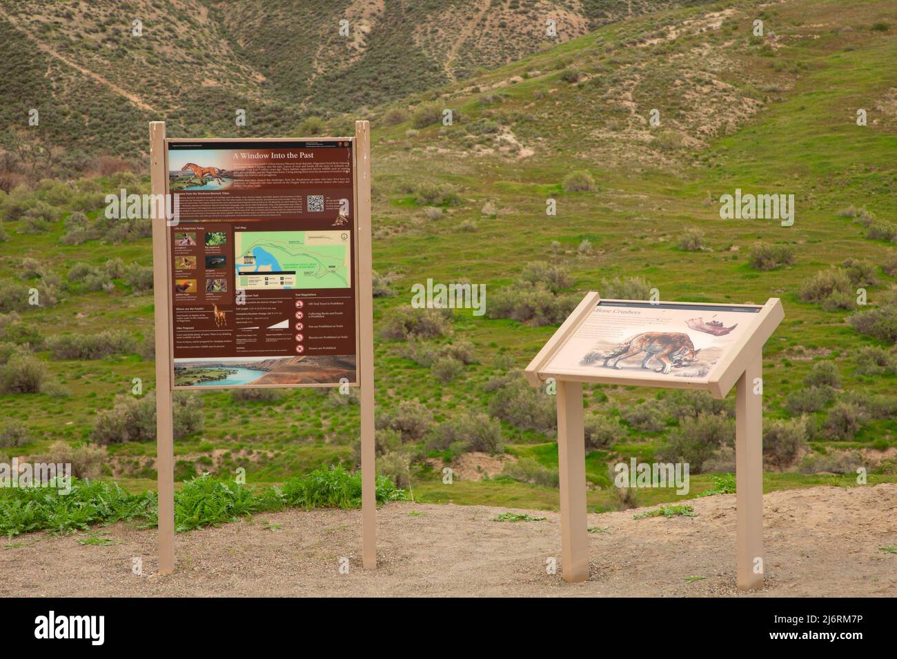 Panneau d'interprétation, monument national Hagerman Fossil Beds, Idaho Banque D'Images