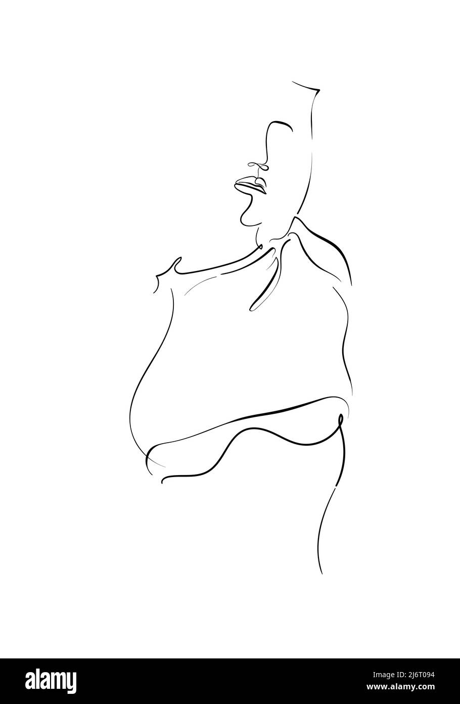 Ligne continue femme nue ou une ligne dessinant sur fond blanc isolé. Mode concept, femme beauté minimaliste, illustration d'une belle nu Banque D'Images