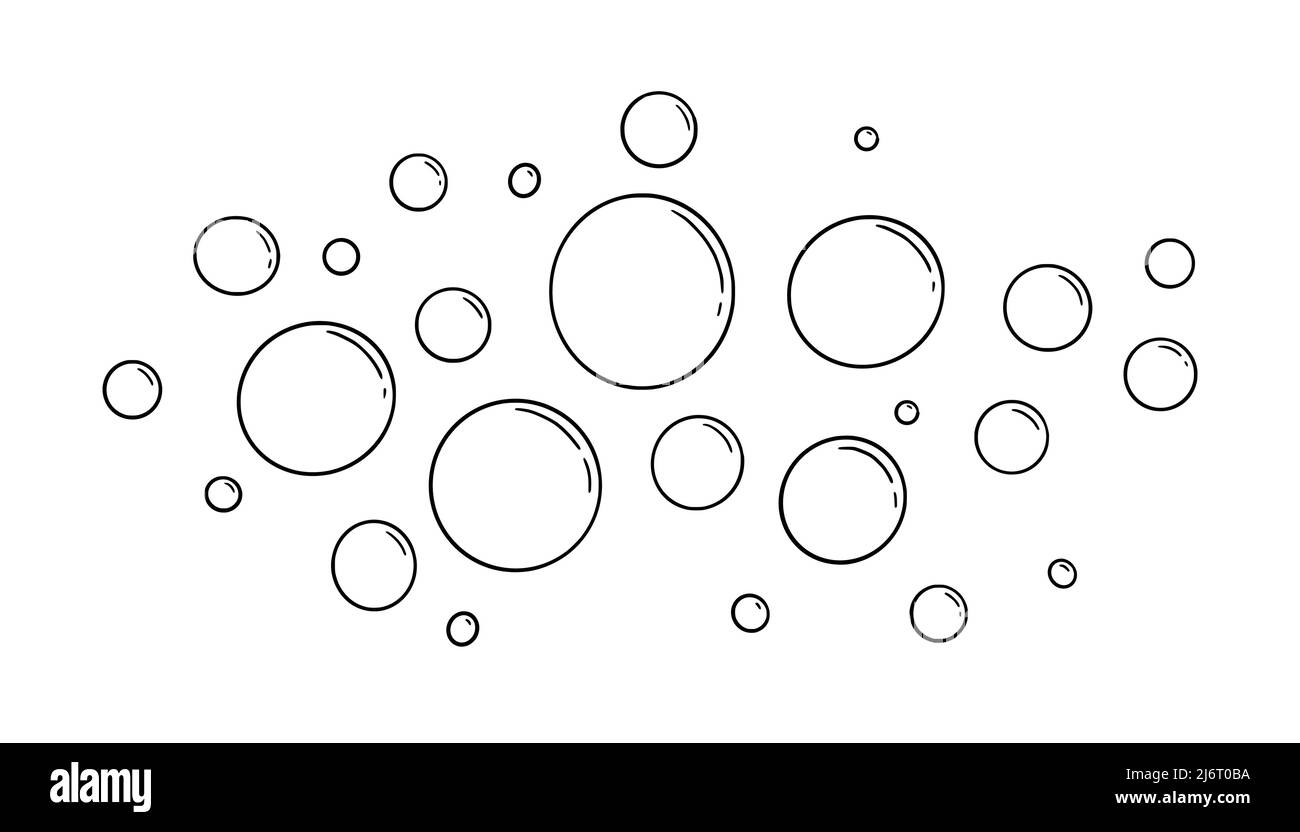 Bulle d'eau. Lignes dessinées à la main style esquisse bulle étincelante. Illustration du vecteur isolé de la goutte d'eau. Illustration de Vecteur