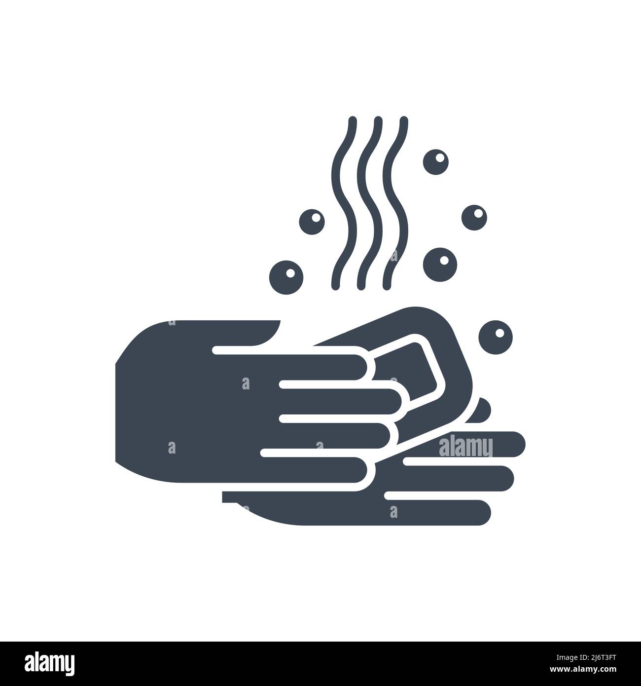 Icône de glyphe vecteur lié au lavage des mains. Laver les mains à l'eau savonneuse. Panneau de lavage des mains. Isolé sur fond blanc. Illustrateur vectoriel modifiable Illustration de Vecteur