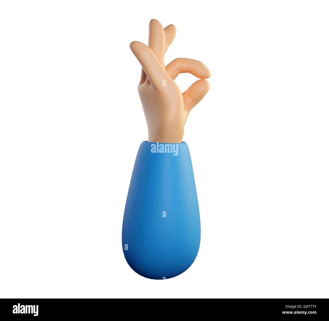 Symbole main humaine ok avec mouvement des doigts. Un accord, un feedback positif, un concept similaire ou zéro. Rendu réaliste de haute qualité 3D isolé sur fond blanc. Banque D'Images