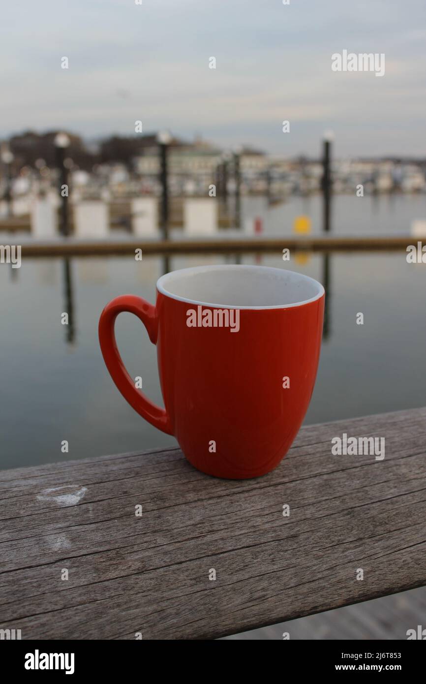 Coffee Mug Washington DC The Wharf Waterfront Boats Banque D'Images