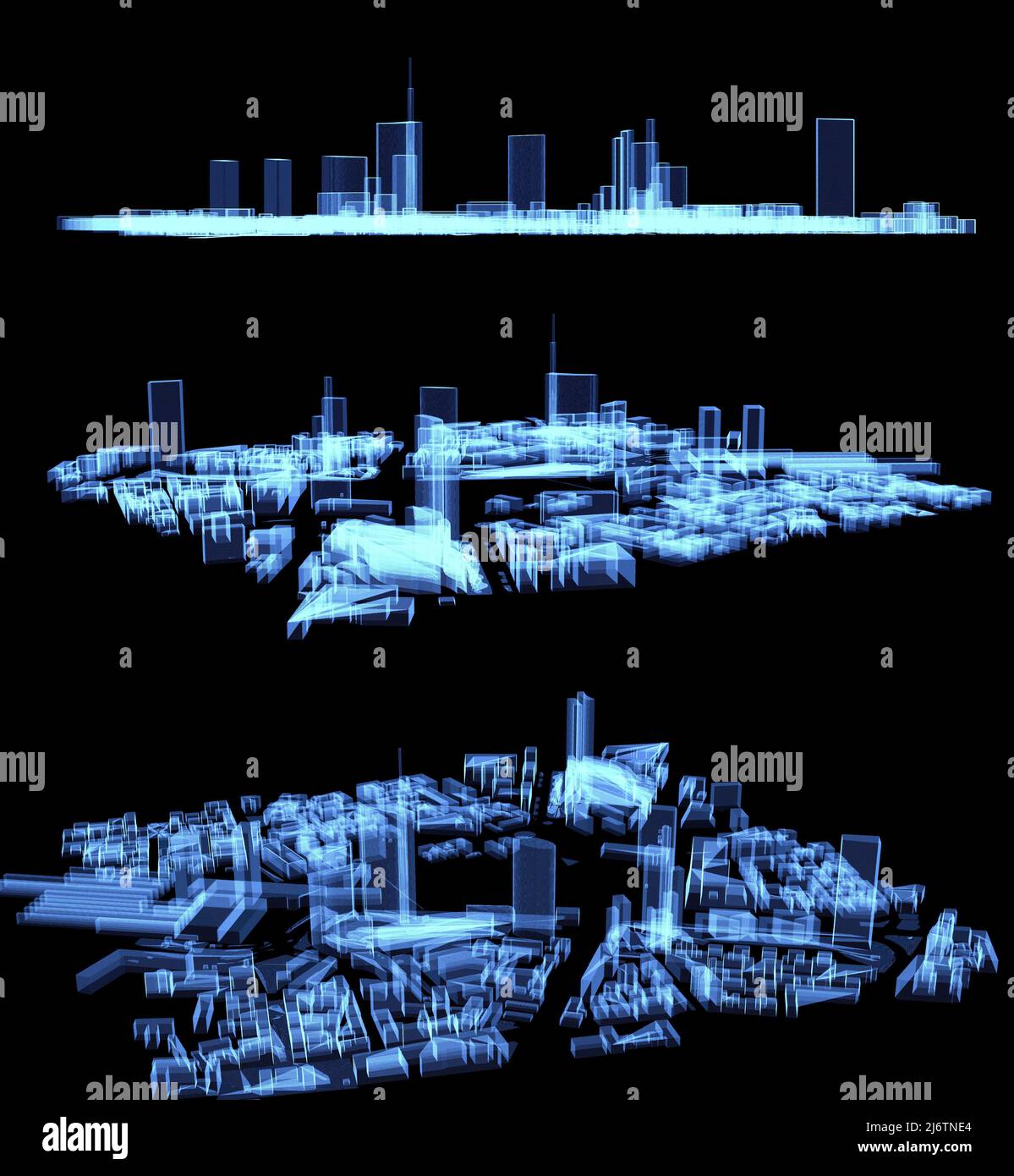 Carte de la région de Porta Nuova à Milan, hologramme, science-fiction, horizon, gratte-ciel et palais de la région. Vue aérienne des bâtiments et des maisons. Italie Banque D'Images