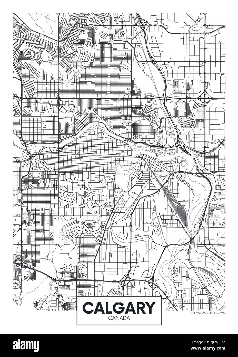 Plan de la ville Calgary, motif poster vecteur de voyage Illustration de Vecteur