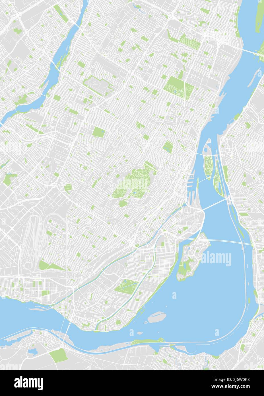 Carte de la ville de Montréal, plan détaillé en couleur, illustration