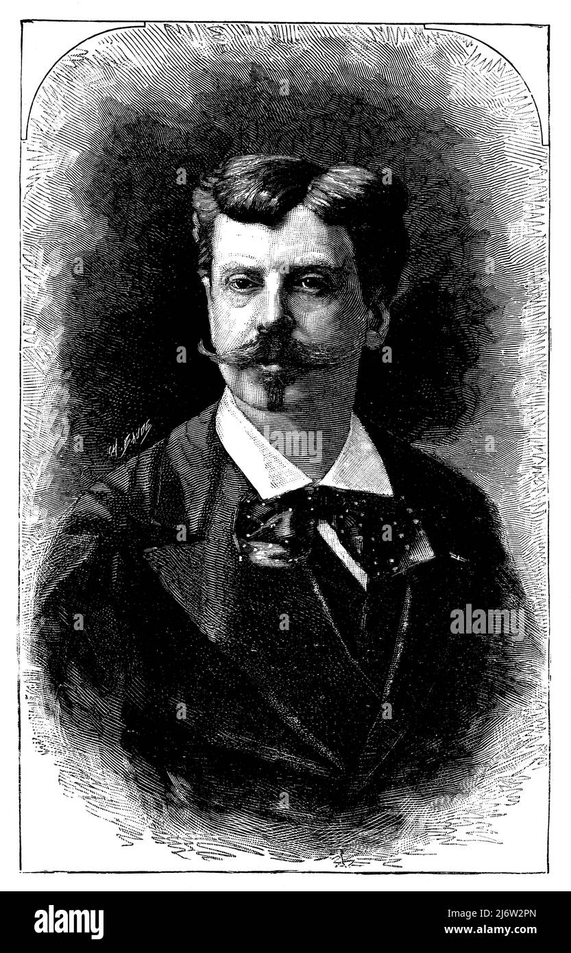 Alphonse de Neuville (1835-1885), pintor francés, especializado en temáticas militares. Grabado de 1890. Banque D'Images