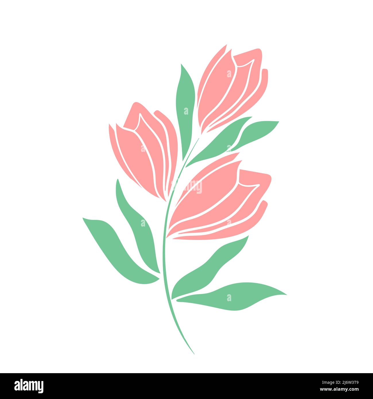 Délicate belle fleur rose été décoration naturelle. Illustration vectorielle isolée à fleurs. Branche décidue avec fleurs abstraites pour décoratio Illustration de Vecteur