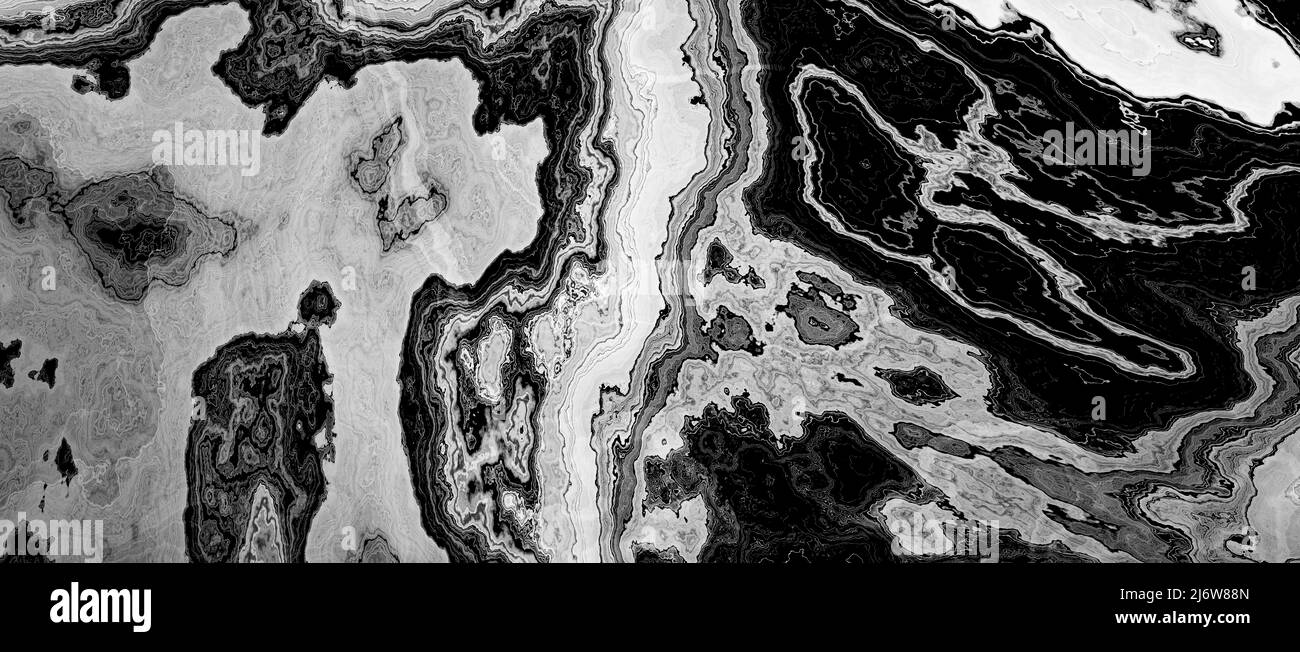 Noir et blanc solidifié peinture abstraite avec effet marbruant texture arrière-plan Banque D'Images