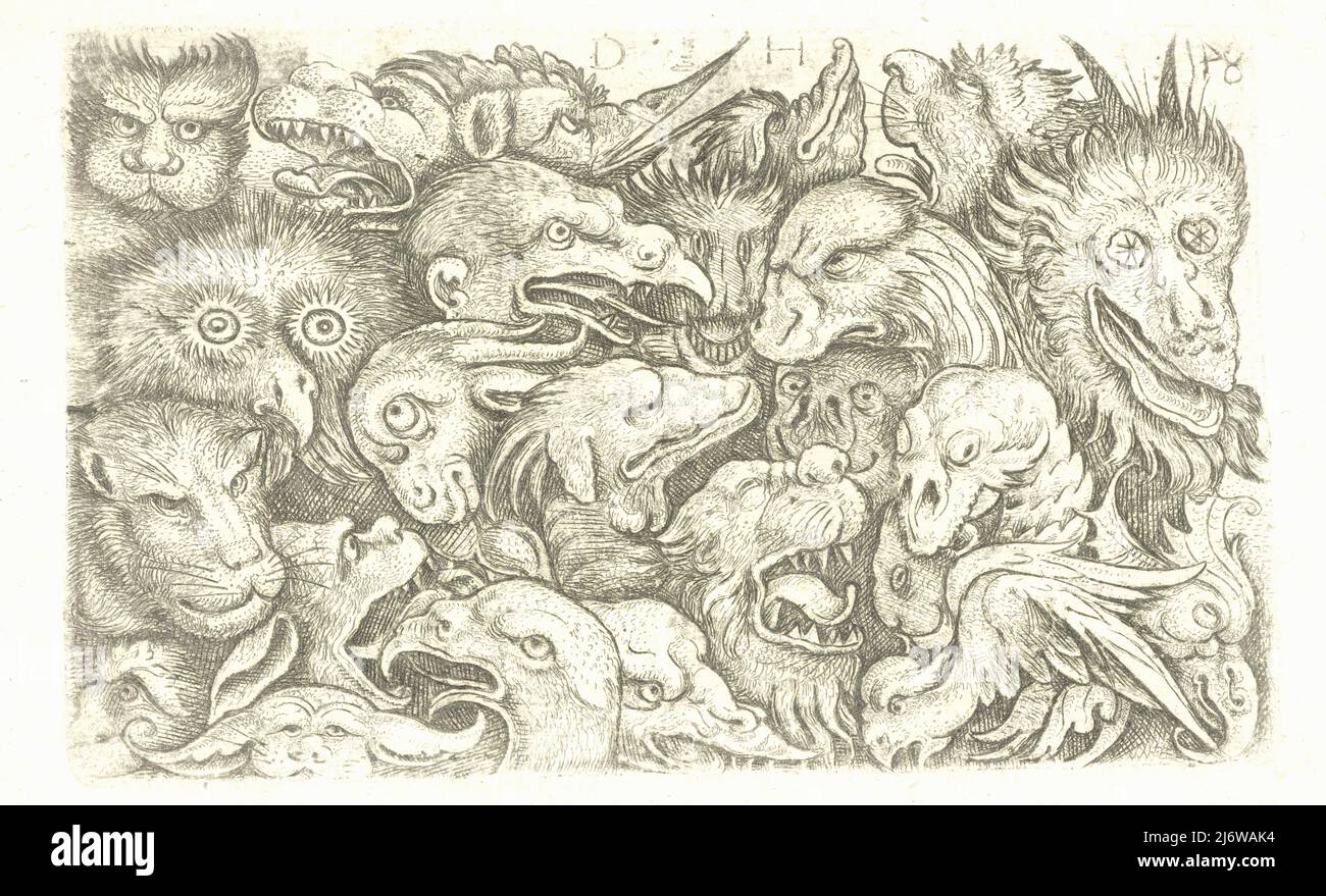 Daniel Hopfer - Décoration grotesque avec têtes d'animaux - c1520 Banque D'Images