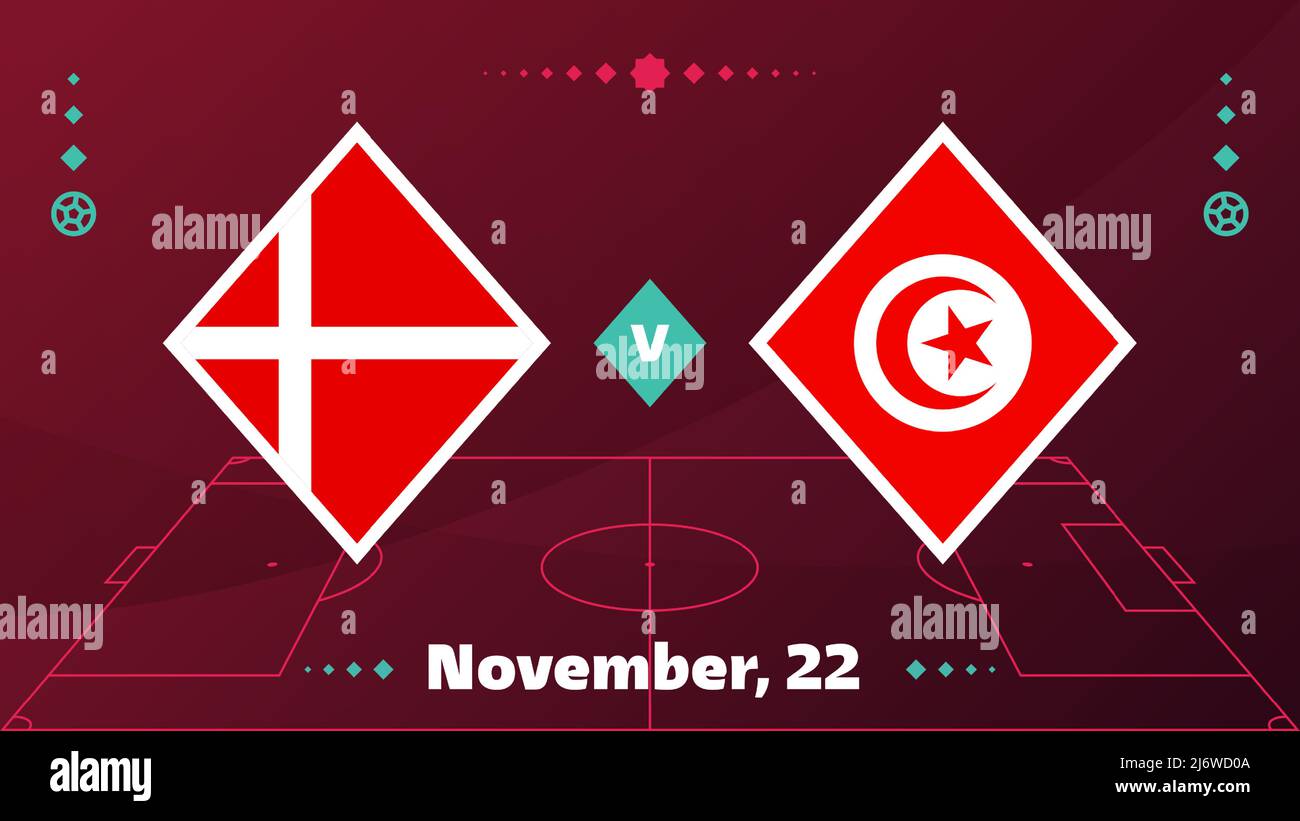Danemark vs Tunisie, football 2022, Groupe D. compétition mondiale de  football match contre équipes intro sport fond, compétition de championnat  Image Vectorielle Stock - Alamy