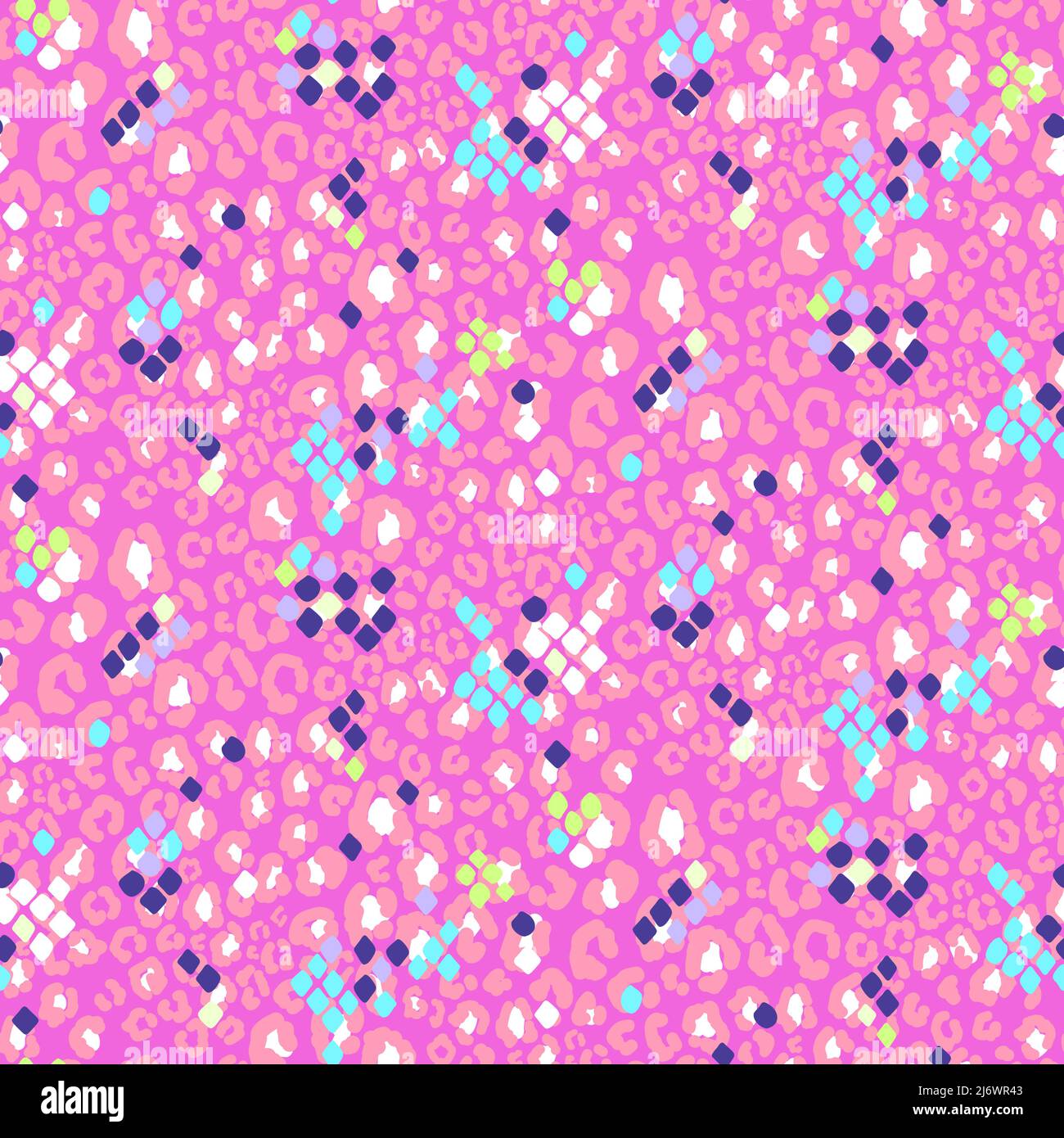 Motif animal peau sauvage sans couture. Arrière-plan rose avec taches de mélange de serpent et de léopard. Illustration de Vecteur