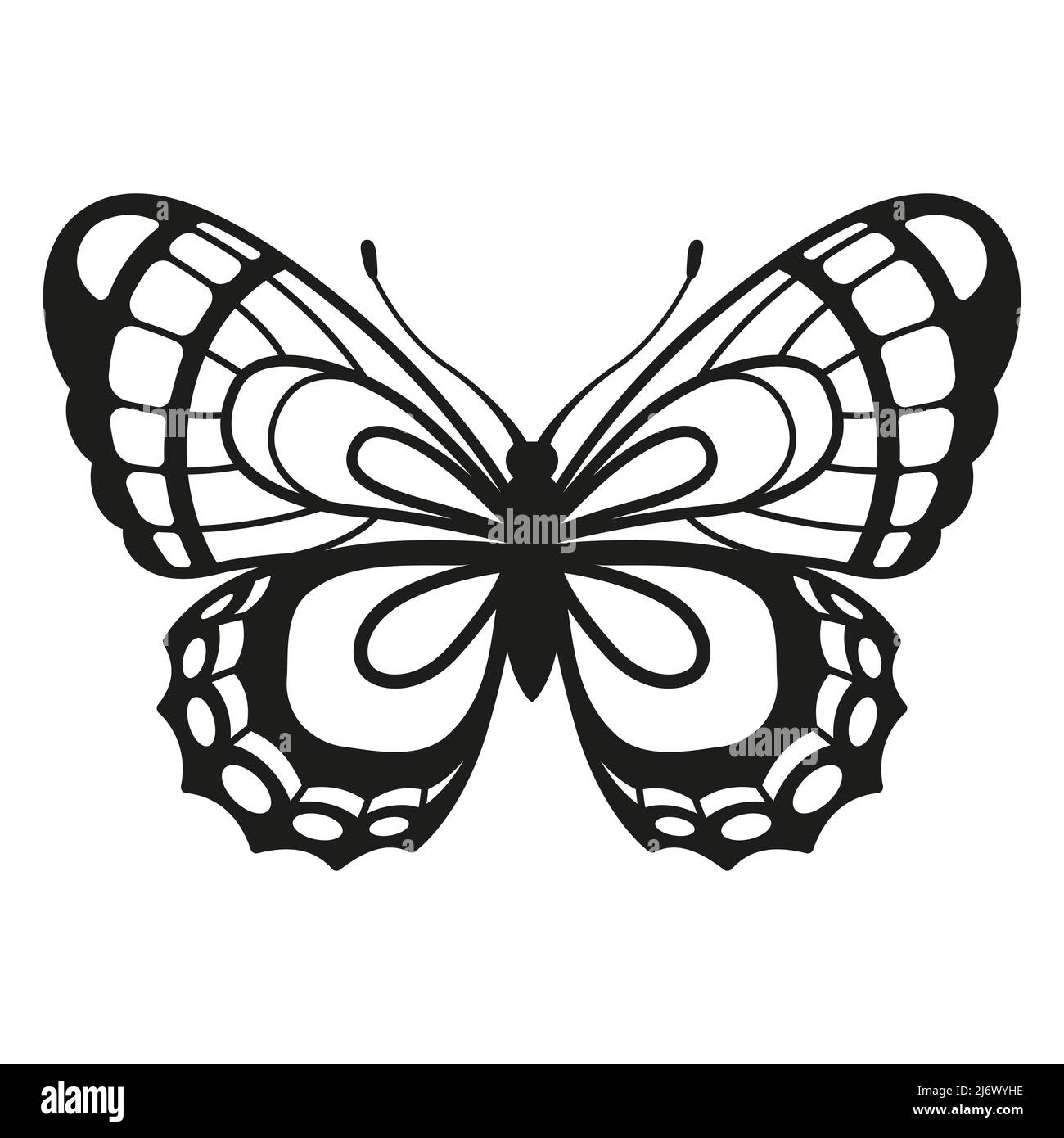 Silhouette vectorielle élégant papillon isolé sur fond blanc Illustration de Vecteur