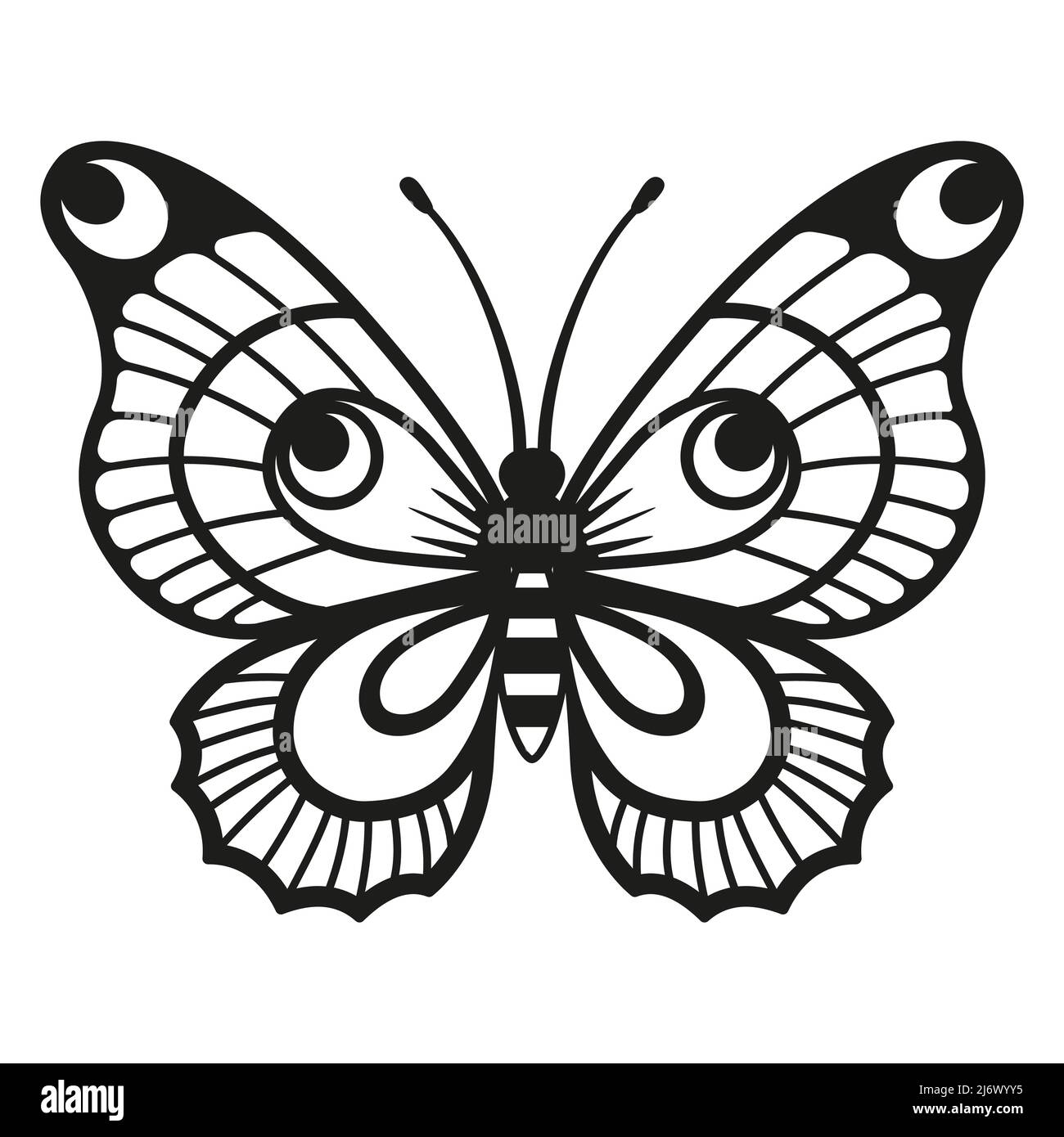 Silhouette vectorielle élégant papillon isolé sur fond blanc Illustration de Vecteur