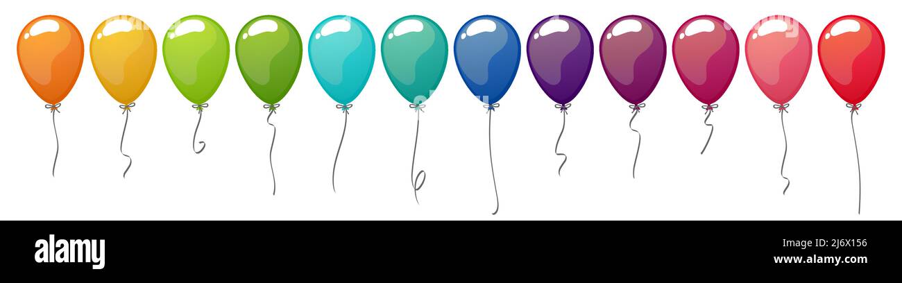 collection d'illustrations vectorielles eps de 12 ballons volants de couleur différente pour le carnaval ou les modèles publicitaires de fête d'enfants Illustration de Vecteur