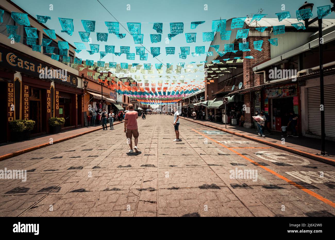 Vue sur les rues du centre-ville d'Oaxaca, au mexique Banque D'Images