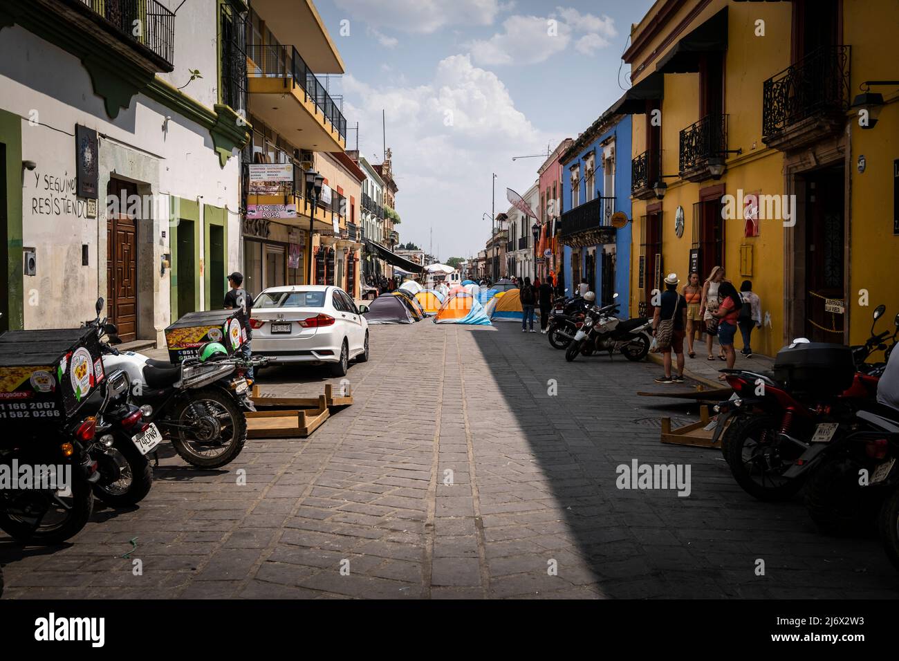 Vue sur les rues du centre-ville d'Oaxaca, au mexique Banque D'Images