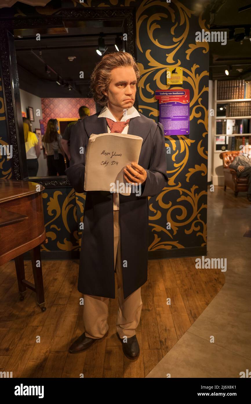 Ludwig van Beethoven au musée de cire de Madame Tussauds à Berlin, en Allemagne. Banque D'Images