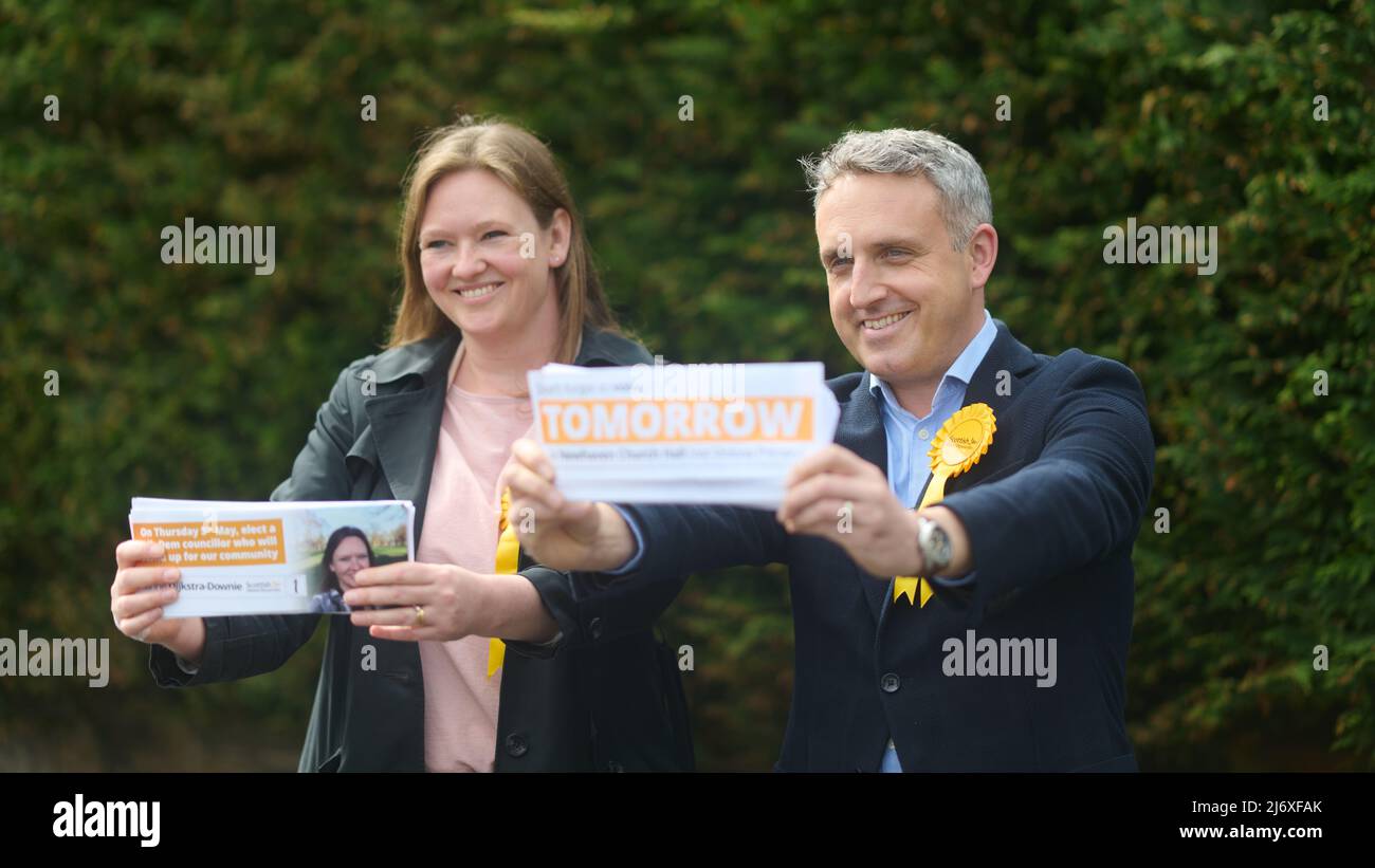 Edinburgh, Écosse, Royaume-Uni, mai 04 2022. Les dirigeants des principaux partis politiques écossais sur la piste de campagne avant les élections du Conseil écossais. Photo Alex Cole Hamilton , Scottish Liberal Democrat sst/alamy Live news Banque D'Images