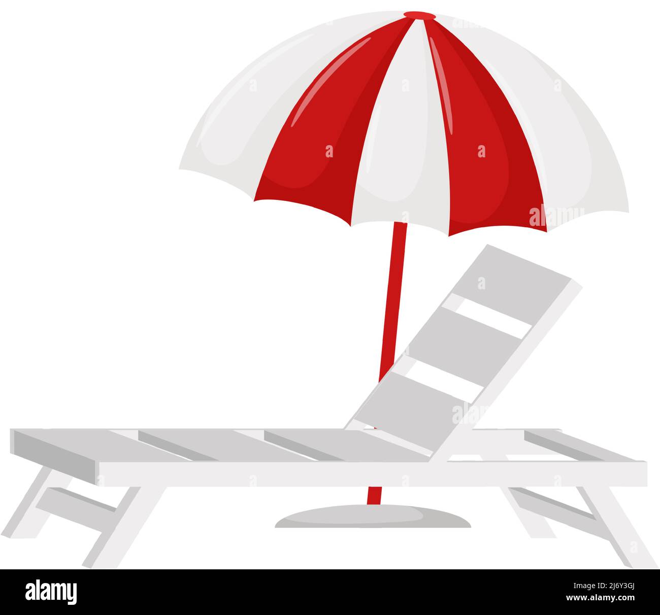 Chaise longue blanche et parasol. Un symbole de l'été. Un élément de design  pour les vacances, l'été, la plage, les vacances. Illustration vectorielle  de couleur plate. Isola Image Vectorielle Stock - Alamy