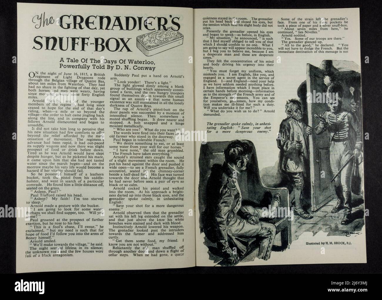 « The Grenadier's Snuff-Box », un conte dans le magazine Boys Own (réplique) de décembre 1944, souvenirs relatifs aux enfants pendant la Seconde Guerre mondiale. Banque D'Images