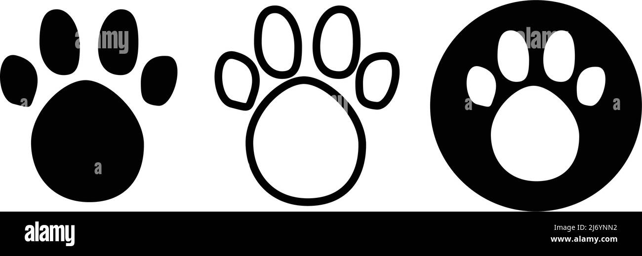 Ensemble d'icônes de silhouette de patte. Jeu de timbres à motif de pawprint. Vecteur modifiable. Illustration de Vecteur