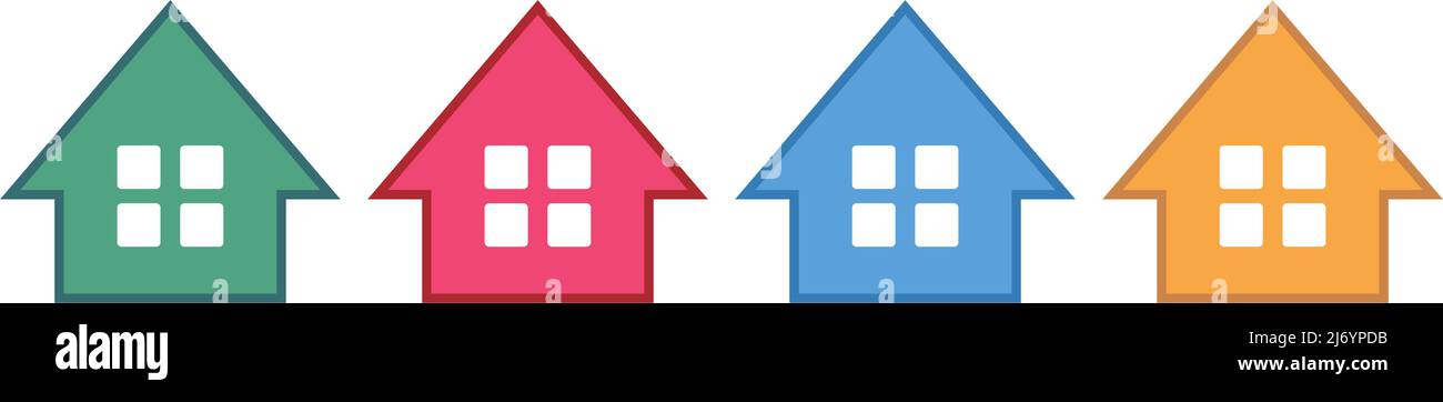 Un ensemble d'icônes d'une maison avec des fenêtres. Immobilier et logement. Vecteur modifiable. Illustration de Vecteur