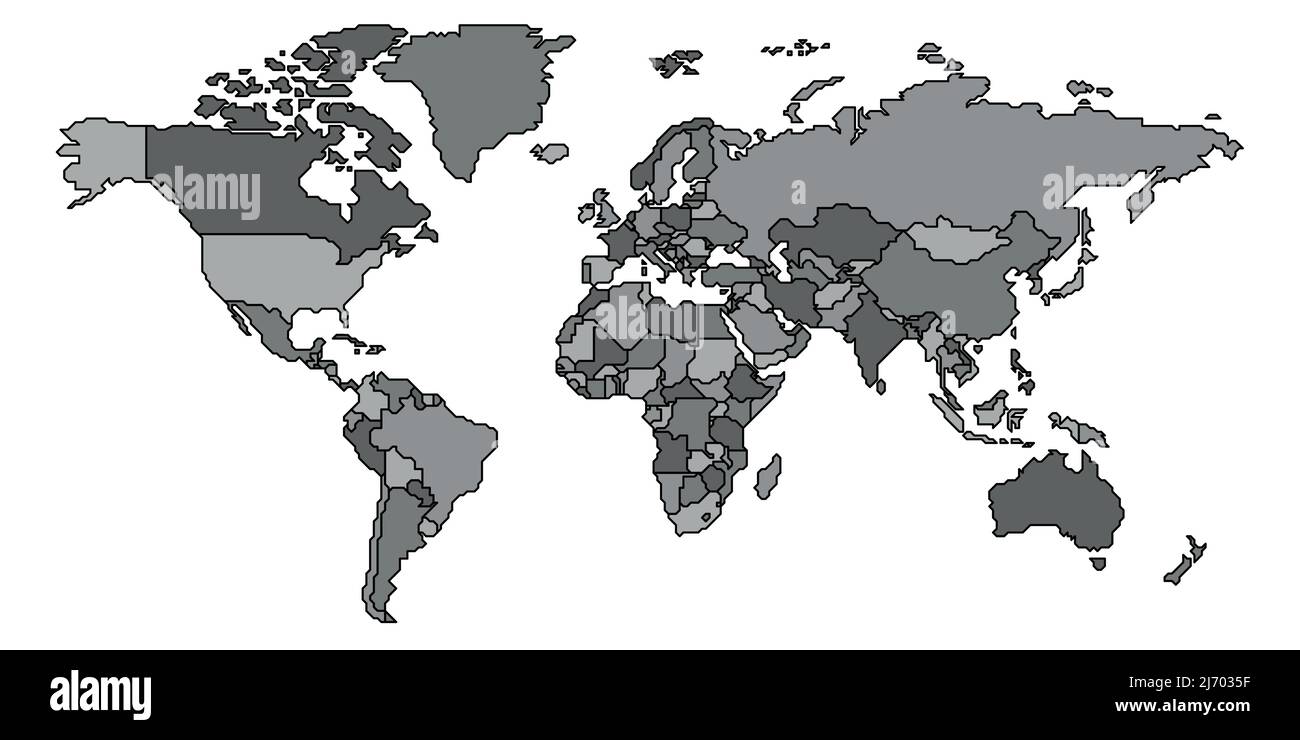 Carte du monde à bordure lisse simplifiée Illustration de Vecteur