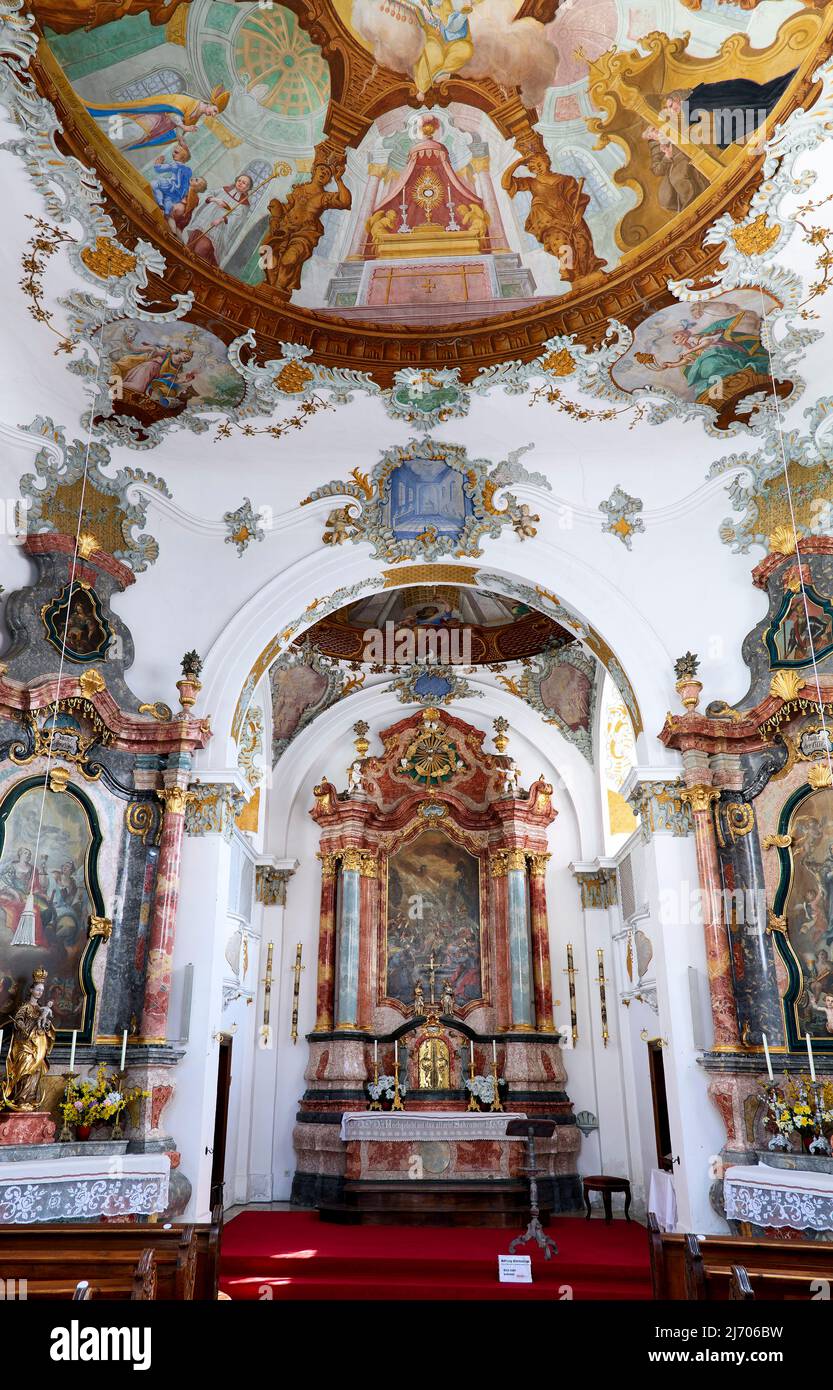 Allemagne Bavière route romantique. Füssen. Heilig-Geist-Spitalkirche (Église de l'Hôpital du Saint-Esprit) Banque D'Images