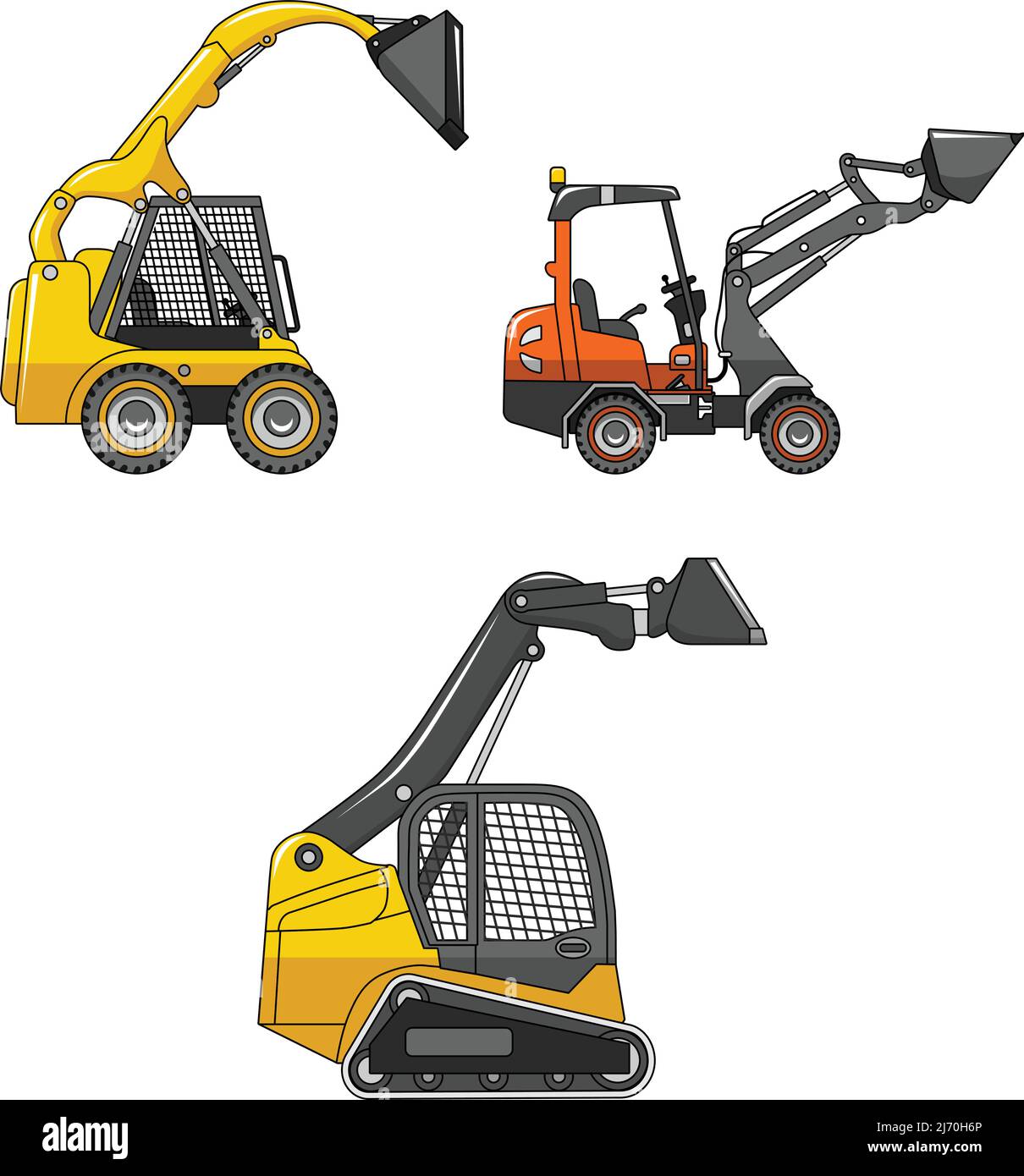 Mini-chargeuses. Machines de construction lourdes. Illustration vectorielle Illustration de Vecteur