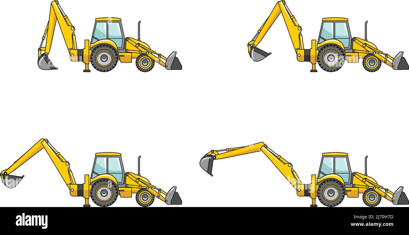 Chargeuses-pelleteuses. Machines de construction lourdes. Illustration vectorielle Illustration de Vecteur