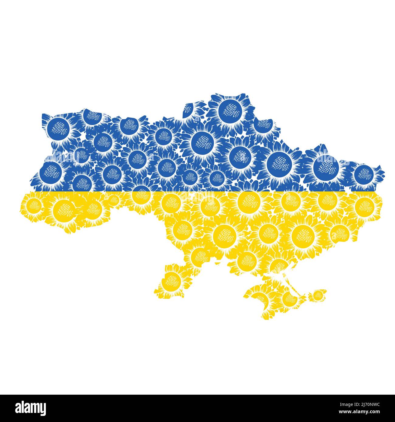 Carte de l'Ukraine avec fond de tournesols Illustration de Vecteur