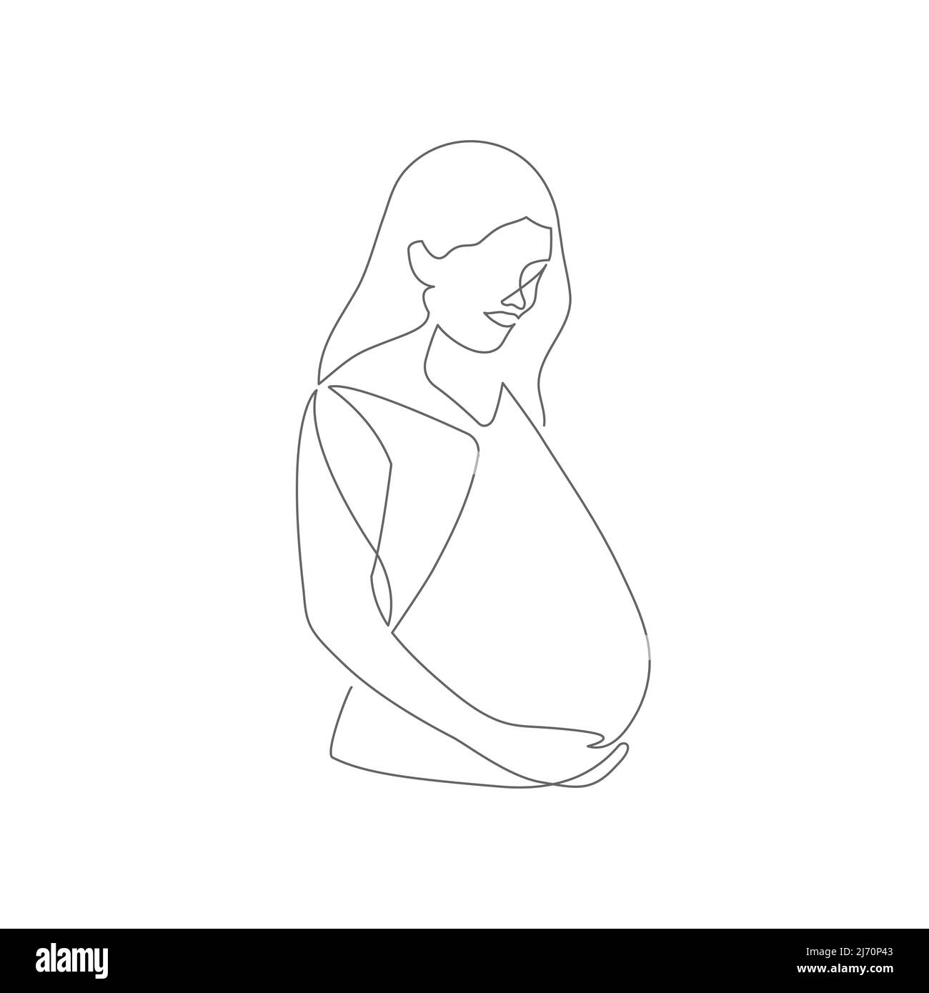 Une ligne continue de silhouette de femme enceinte. Art. Ligne future mère. Illustration vectorielle Illustration de Vecteur