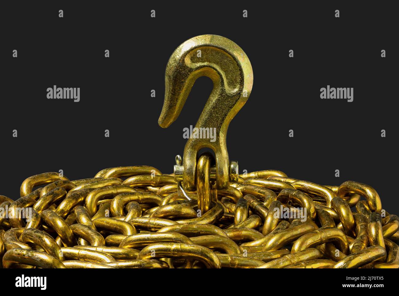 Crochet et chaîne à usage intensif jaune Banque D'Images