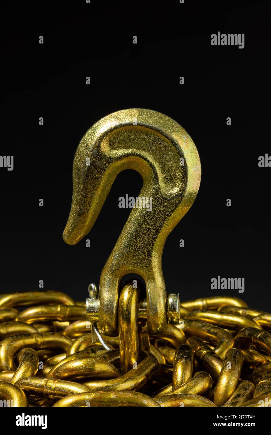 Crochet et chaîne à usage intensif jaune Banque D'Images