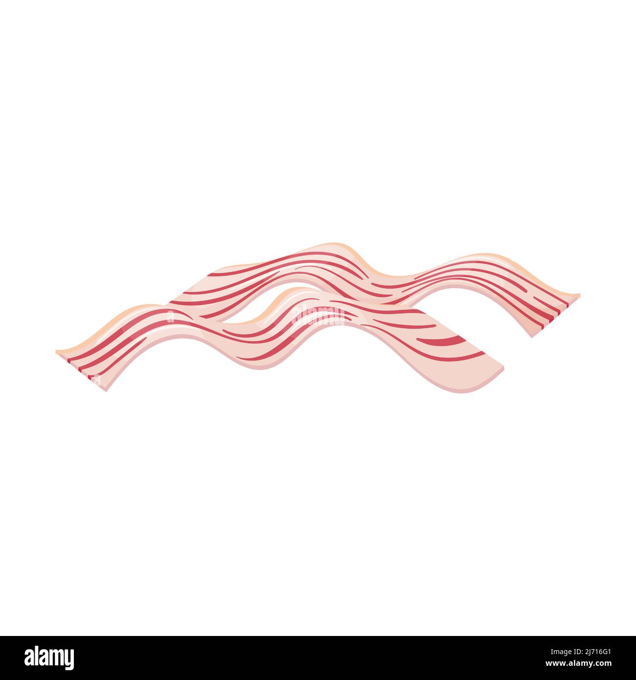 Tranches de bacon avec stries de viande pour le petit déjeuner. Graisse de porc. Aliments gras. Un produit d'origine animale. Illustration vectorielle plate, isolée sur un backgro blanc Illustration de Vecteur