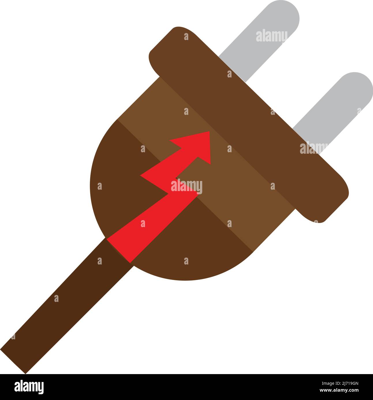 Fiche électrique et icône de choc rouge avec fond blanc Illustration de Vecteur