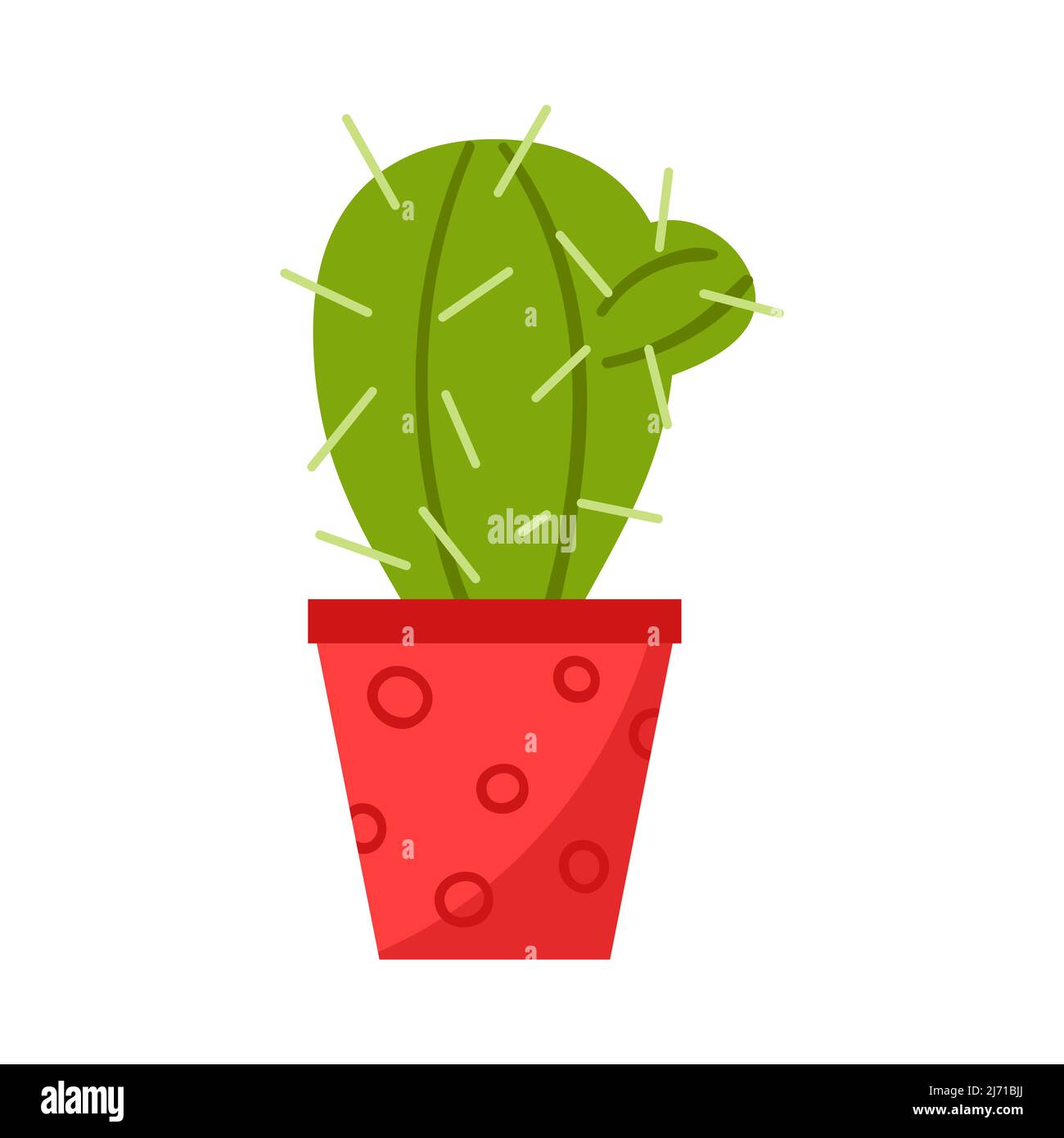 Plante intérieure, cactus dans un pot de fleurs rouge avec un motif. Maison succulente. Illustration vectorielle de style dessin animé plat, isolée sur fond blanc Illustration de Vecteur