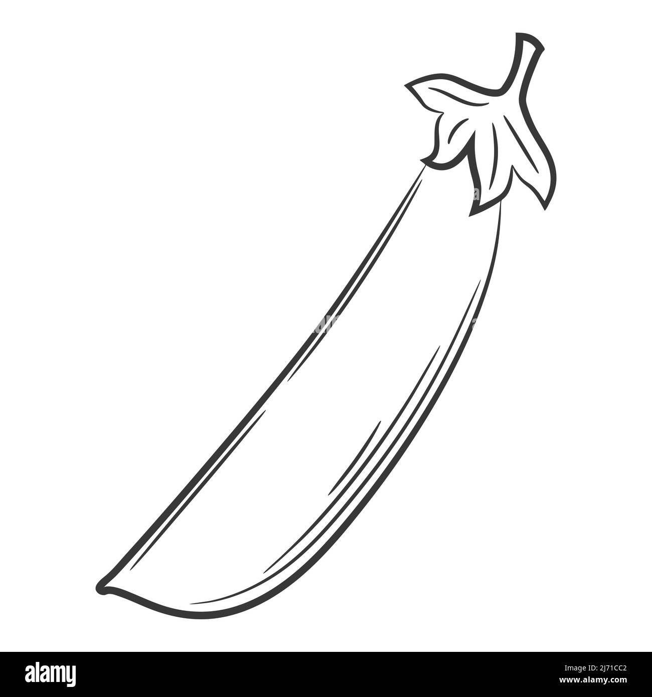 Pod de pois. Un légume de style linéaire, dessiné à la main. Ingrédient alimentaire, élément design.Lineart. Illustration vectorielle noir et blanc. Isolé sur un coup Illustration de Vecteur