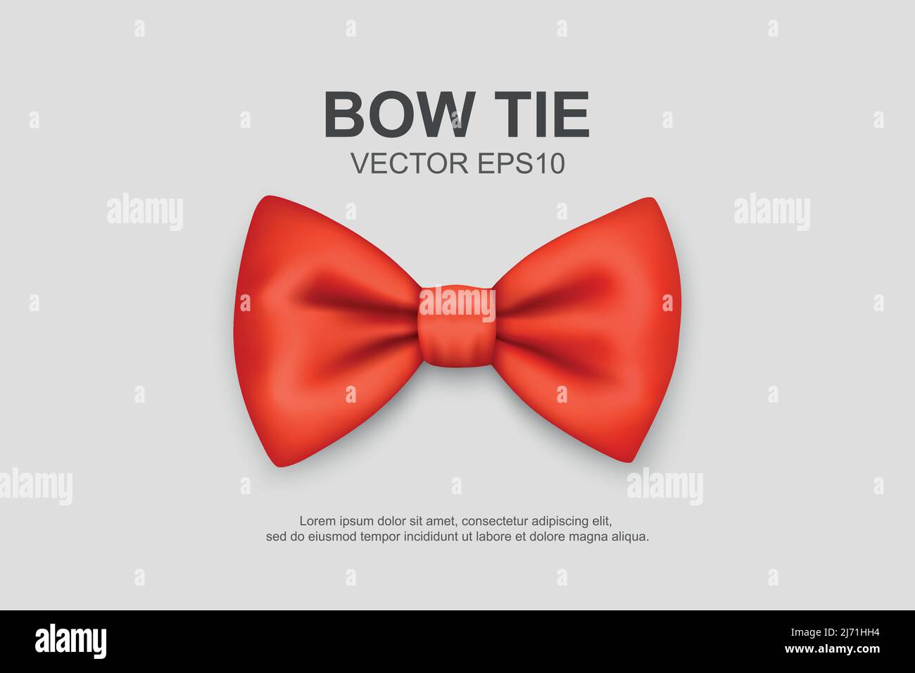 Vector 3D Realistic Red Bow Tie Icon Isolated on White. Noeud papillon brillant en soie, cravate gentleman. Maquette, modèle de conception. Noeud papillon pour homme. Hommes Illustration de Vecteur