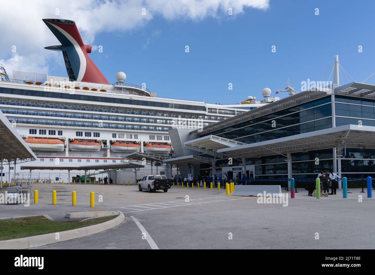 Miami, FL, Etats-Unis - 2 janvier 2022 : terminal de croisière Carnival Freedom à Miami, Etats-Unis. Banque D'Images