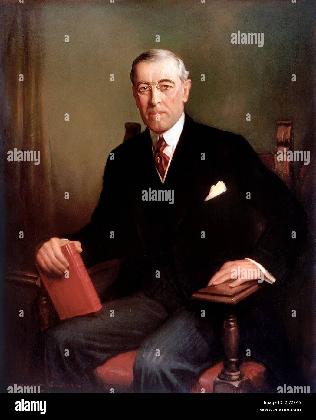 Woodrow Wilson. Portrait officiel du président des États-Unis 28th par Frank Graham Cootes, huile sur toile, 1913 Banque D'Images Woodrow Wilson. Portrait officiel du président des États-Unis 28th par Frank Graham Cootes, huile sur toile, 1913 Banque D'Images