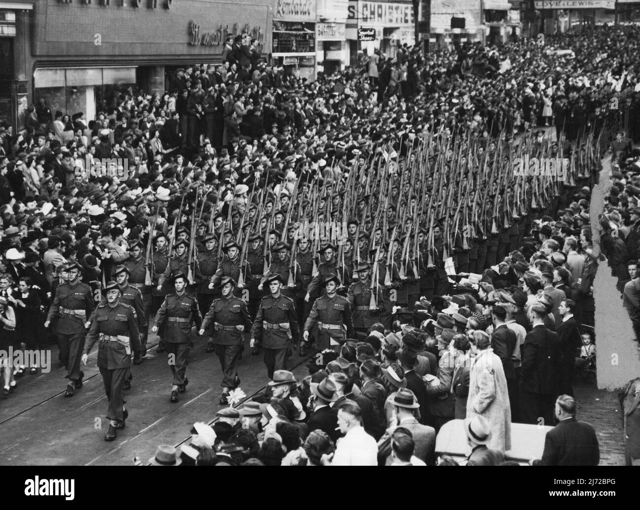 Contingent militaire-australien-victoire. 20 avril 1946. Banque D'Images