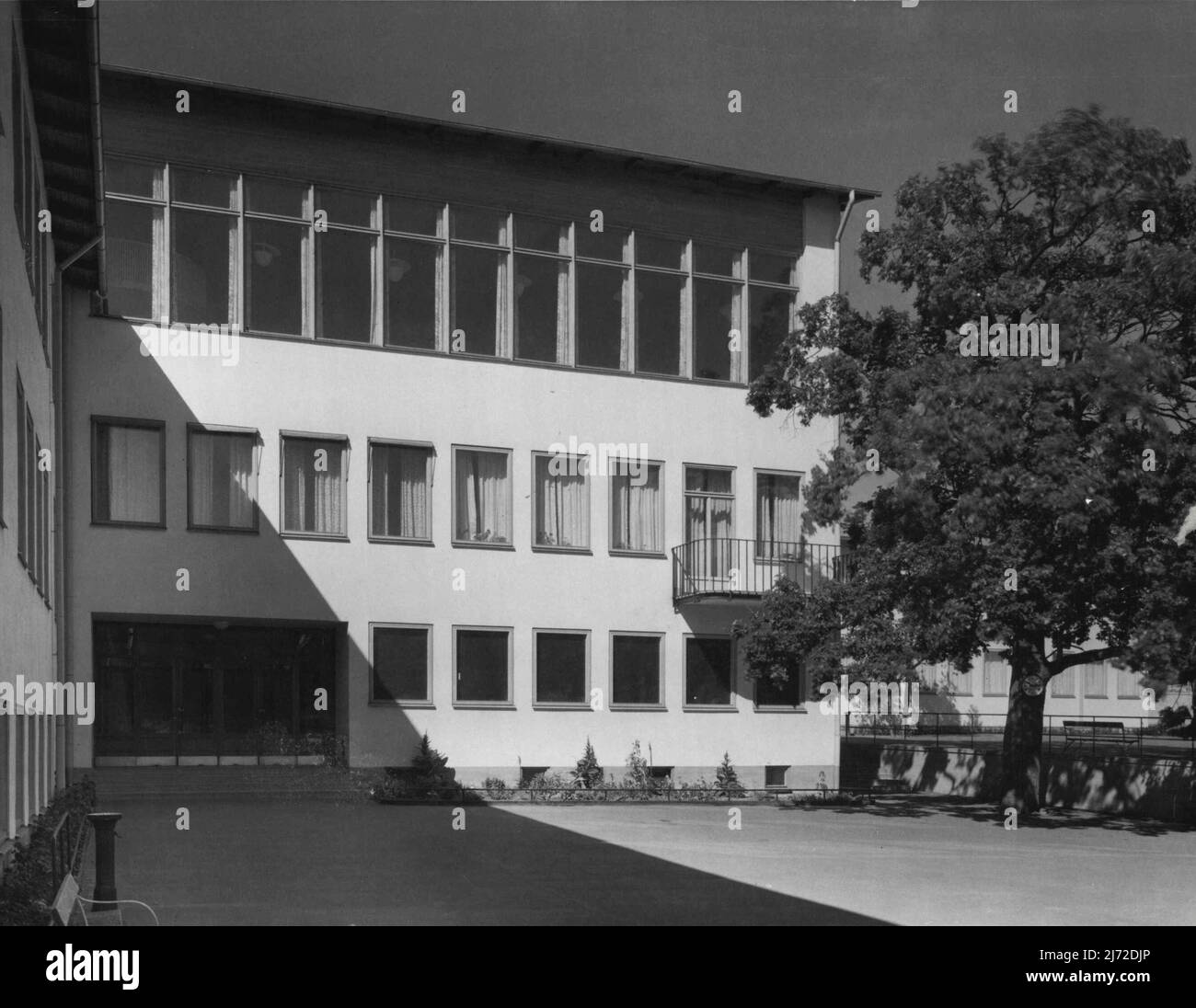 Une école suédoise moderne illustrant les tendances actuelles de l'architecture suédoise. 16 juin 1954. Banque D'Images