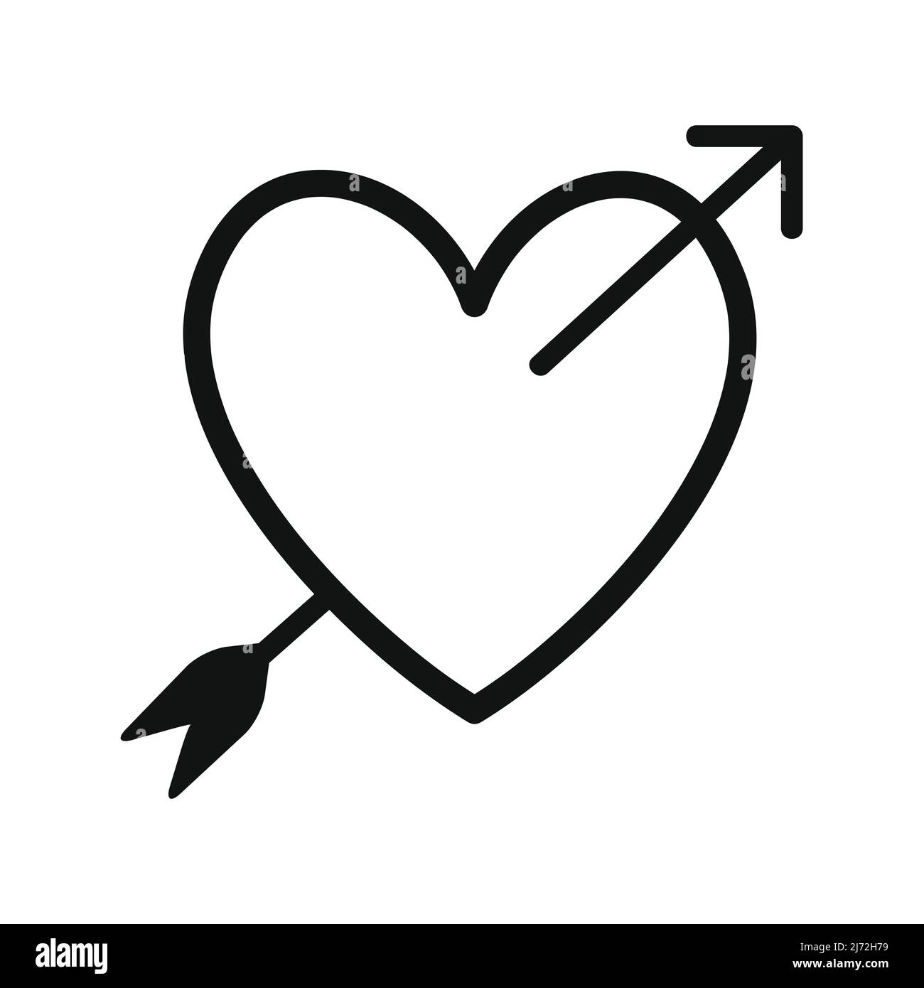 Illustration du vecteur d'icône en forme de cœur isolée sur fond blanc. Coeur avec tête de flèche. Illustration de Vecteur