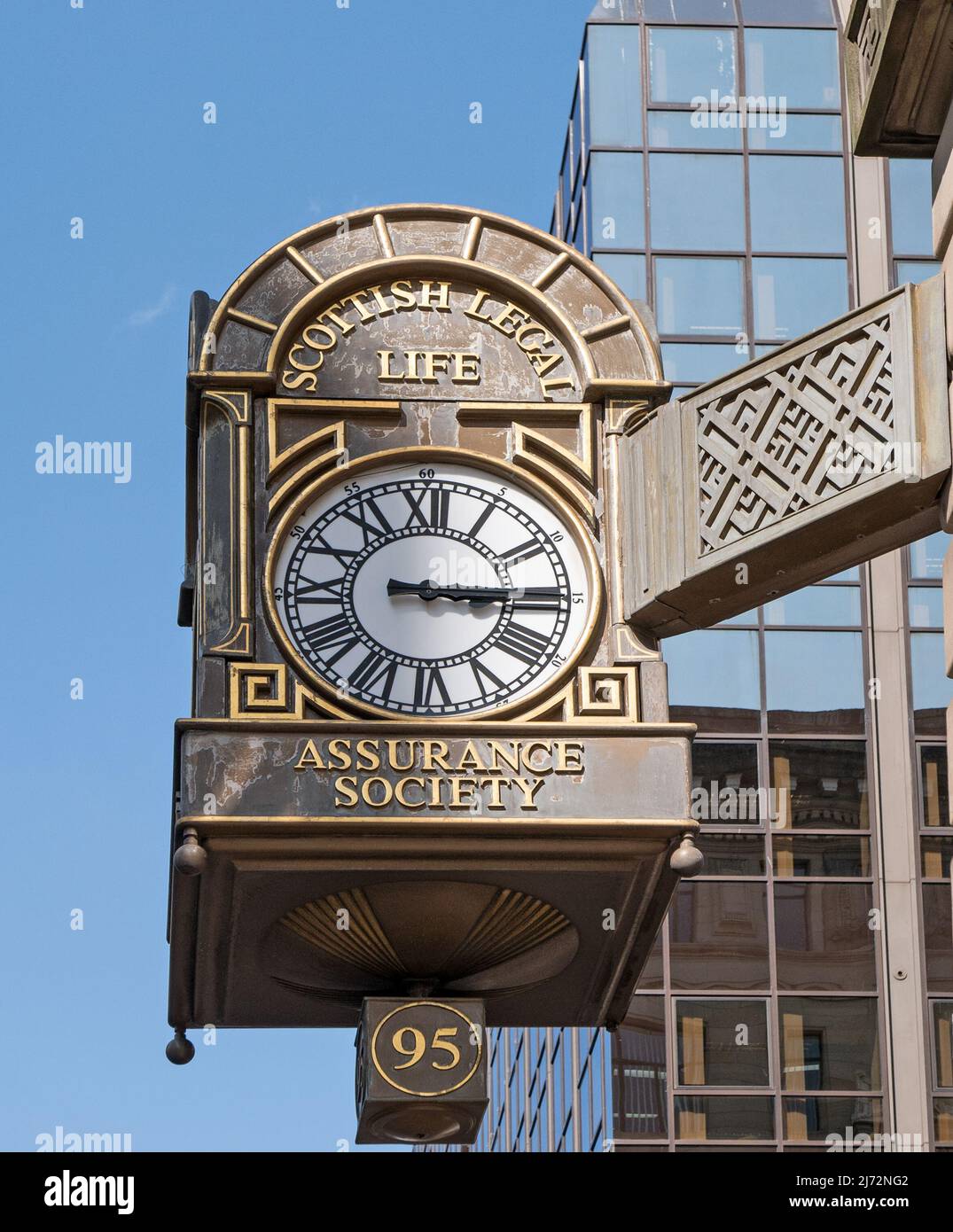 Horloge de la Scottish Legal Life assurance Society, Glasgow. Banque D'Images