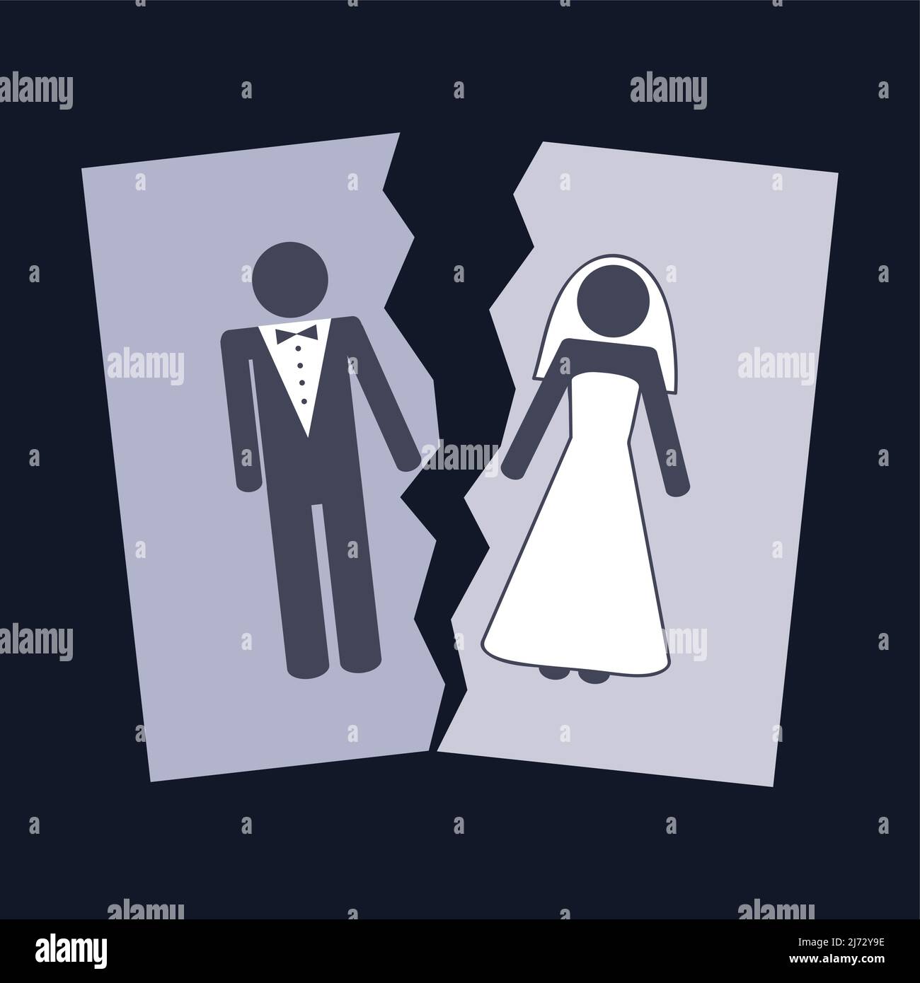 séparation divorce pictogramme info graphique avec coeur brisé icône Illustration de Vecteur