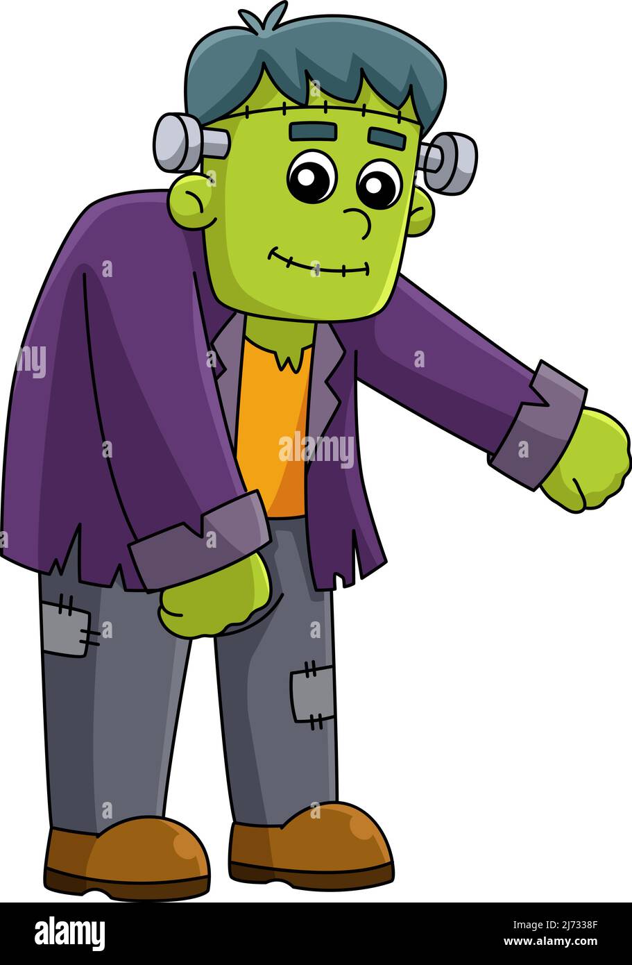 Frankenstein Halloween Cartoon couleur Clipart Illustration de Vecteur