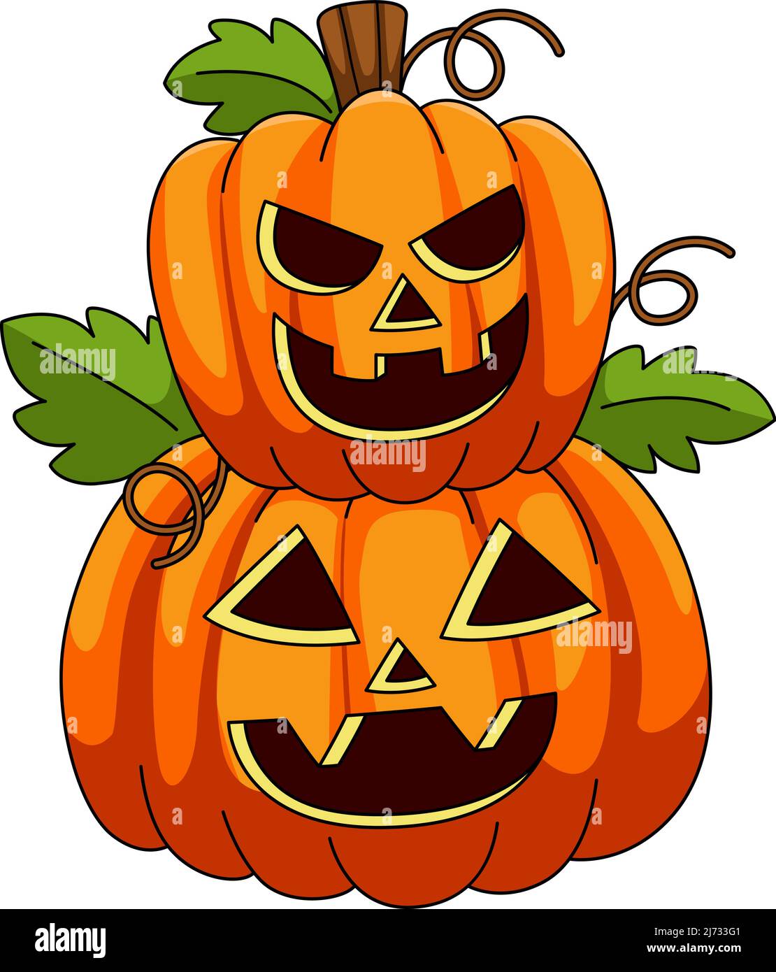 Halloween 2 crachoir en citrouille de niveaux Clipart de couleur Illustration de Vecteur